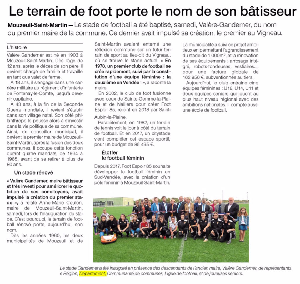 Inauguration du terrain de foot de Mouzeuil-Saint-Martin