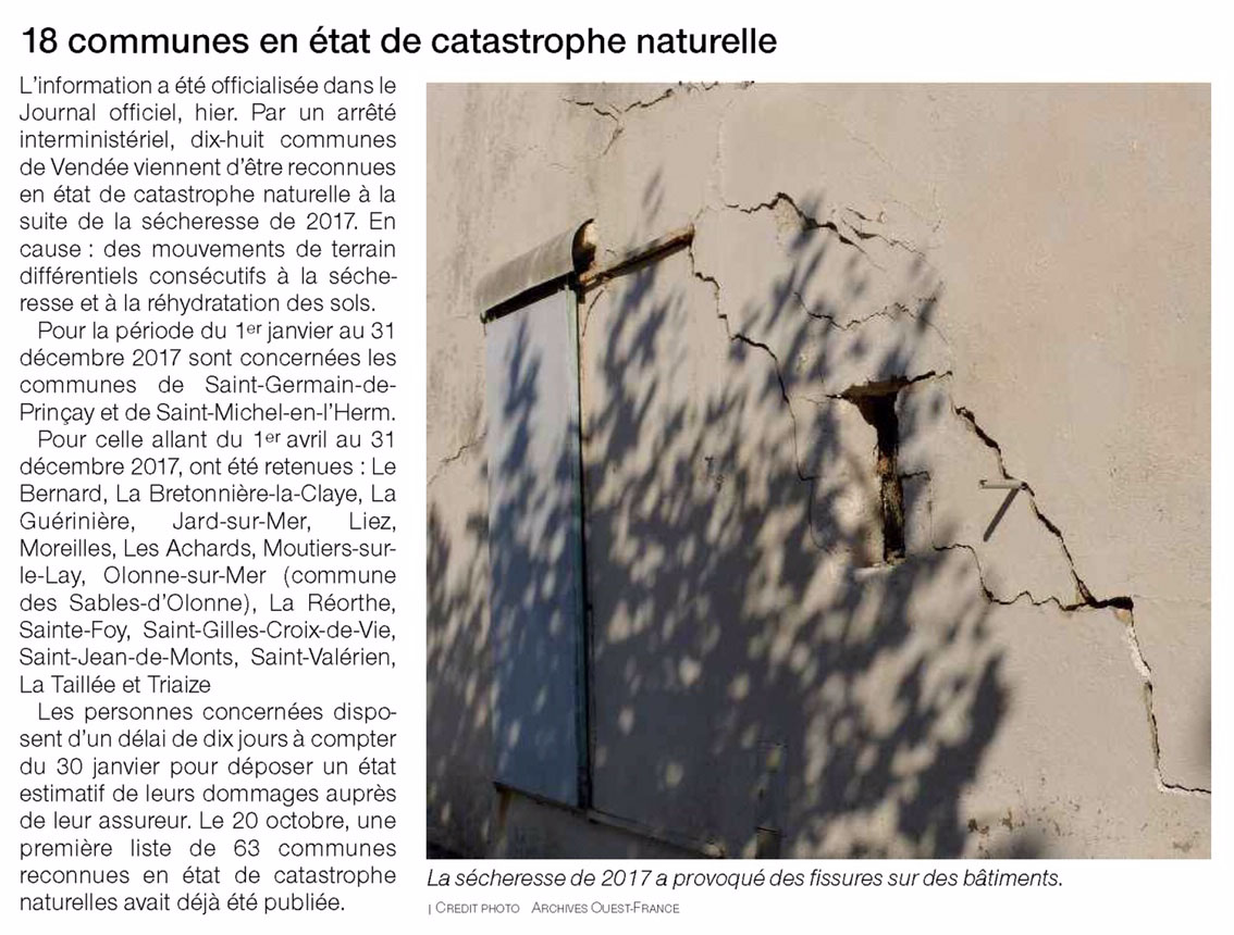 18 communes en état de catastrophe naturelle