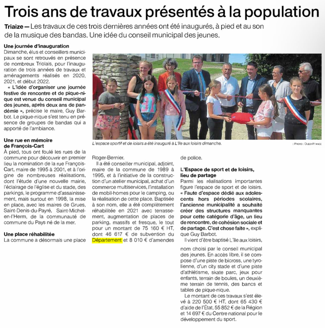 Triaize : Trois ans de travaux présentés à la population