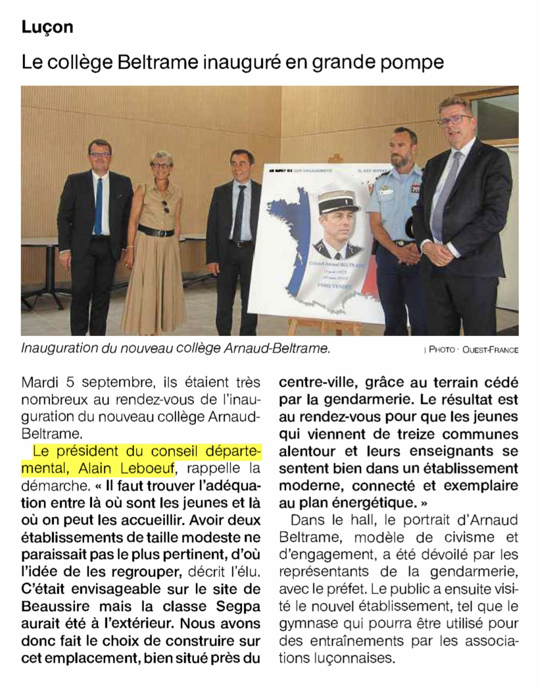 Inauguration collège Beltrame