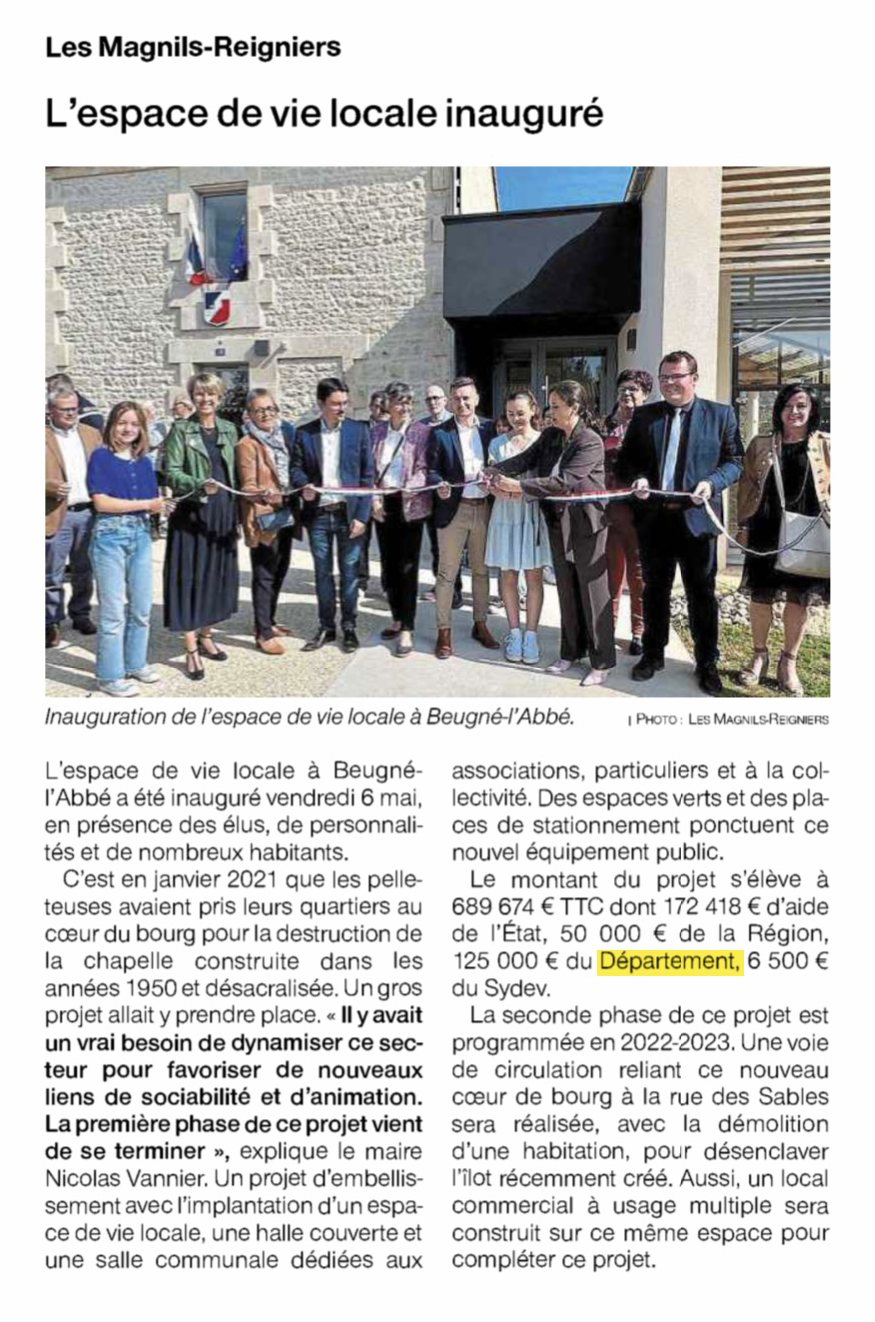 Les-Magnils-Reigniers : L’espace de vie locale inauguré