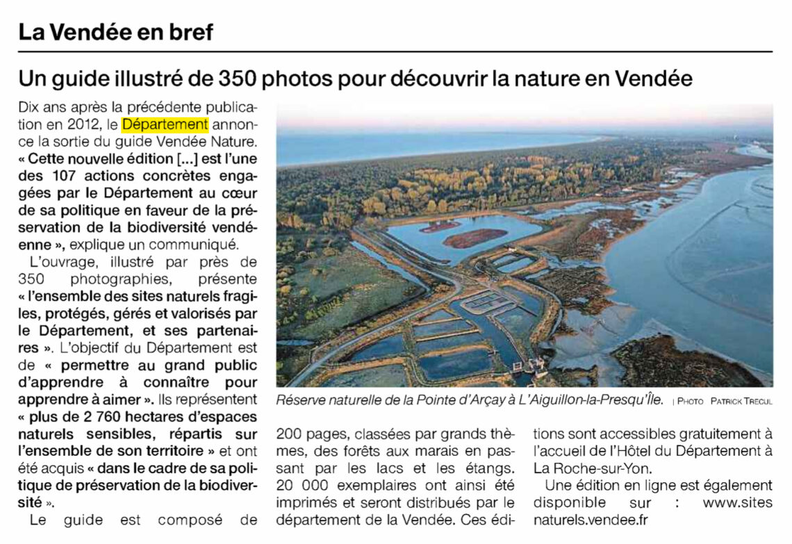Un guide illustré de 350 photos pour découvrir la nature en Vendée