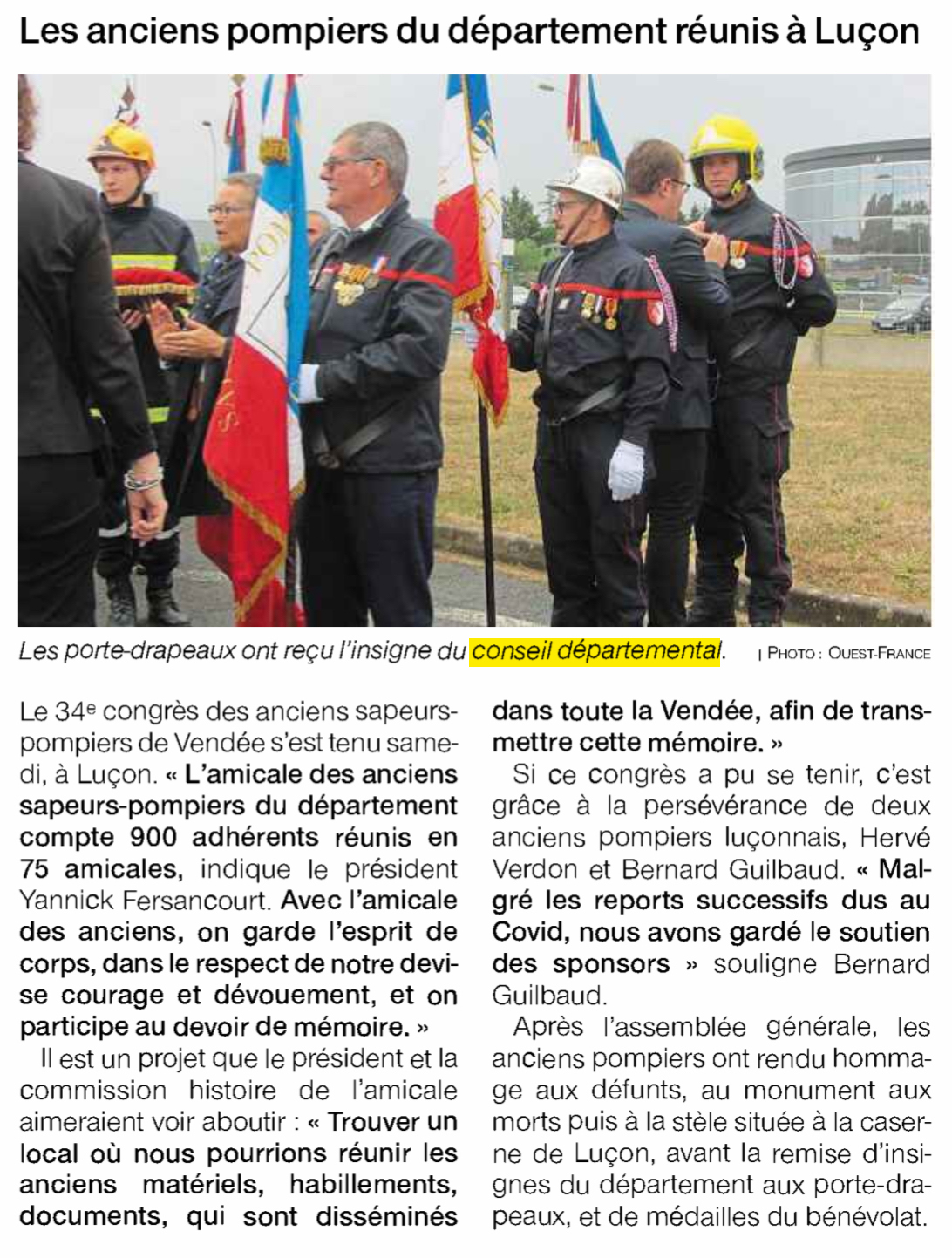 Les anciens pompiers du département réunis à Luçon