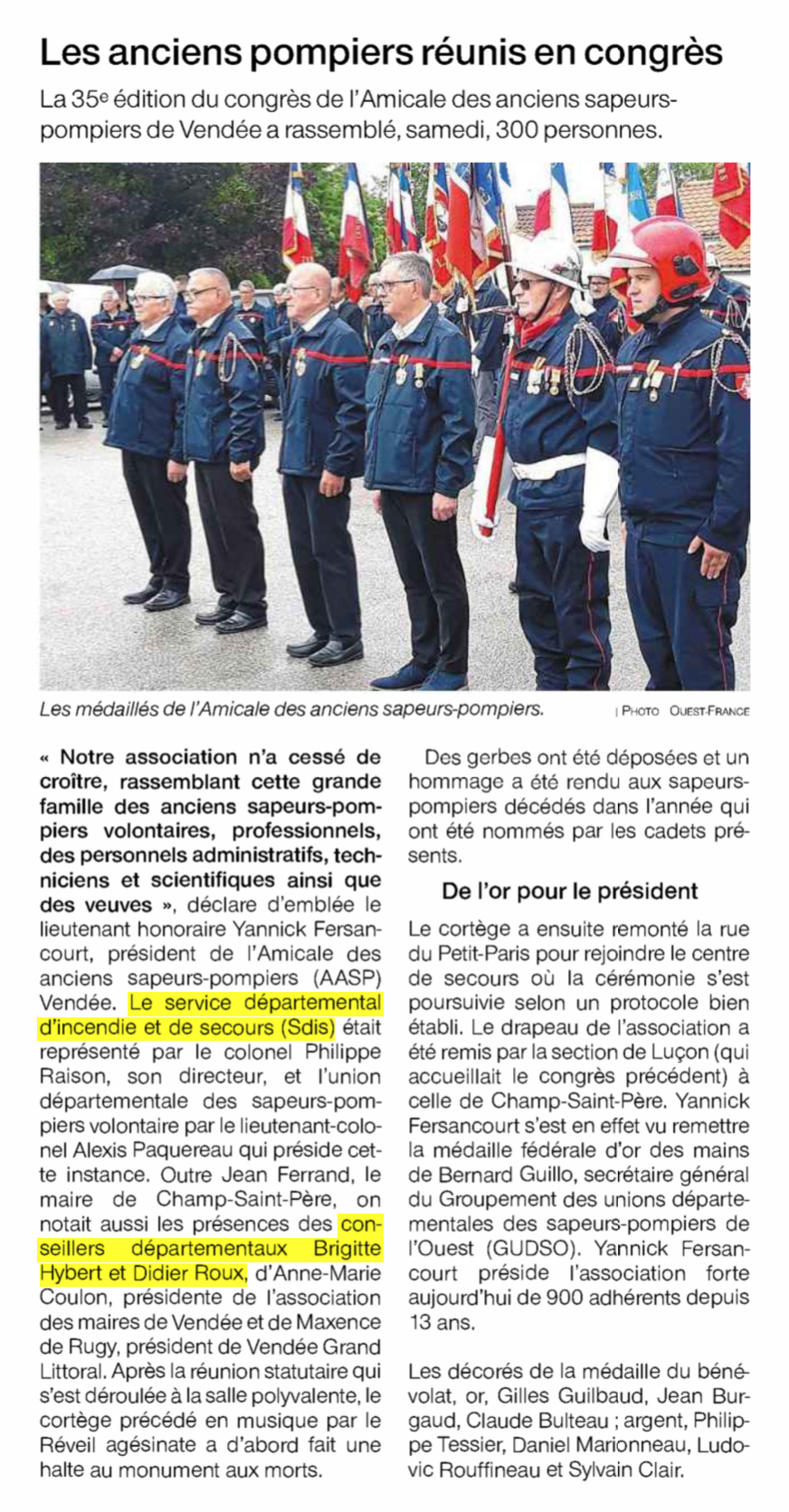 Les anciens pompiers réunis en congrès