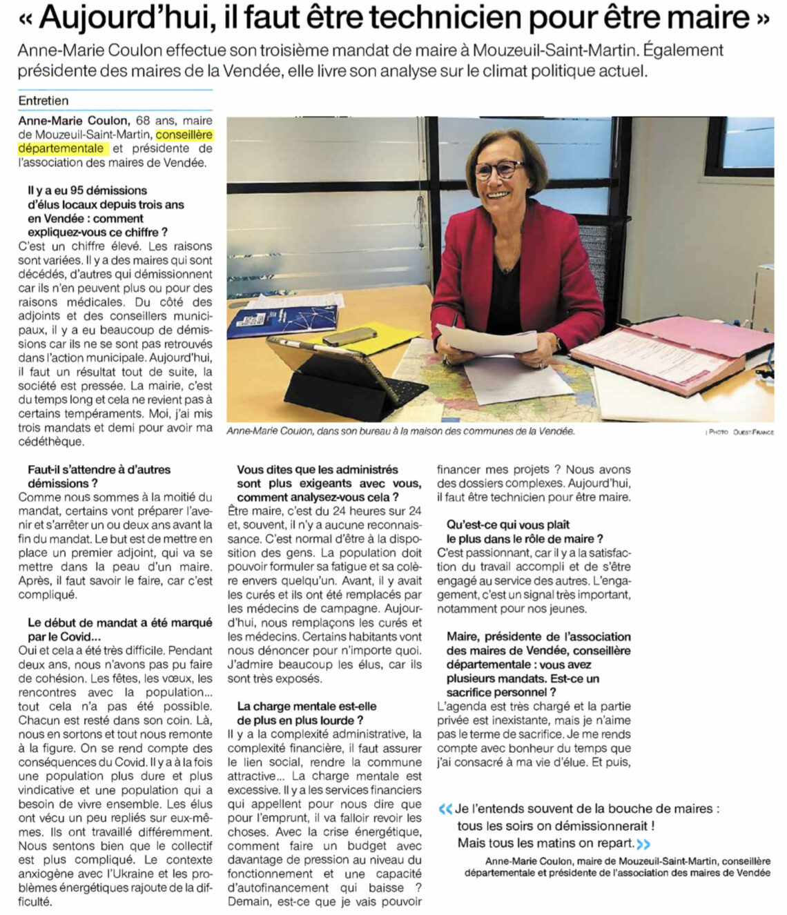 Analyse d’Anne-Marie Coulon sur les maires