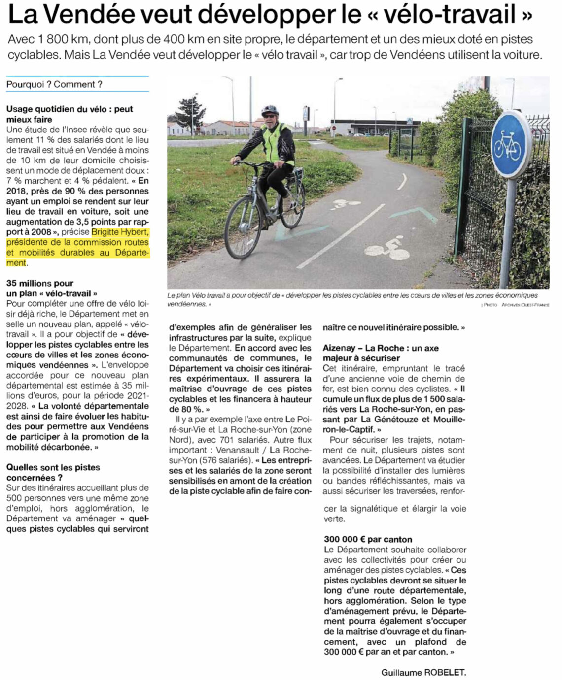 La Vendée veut développer le vélo-travail