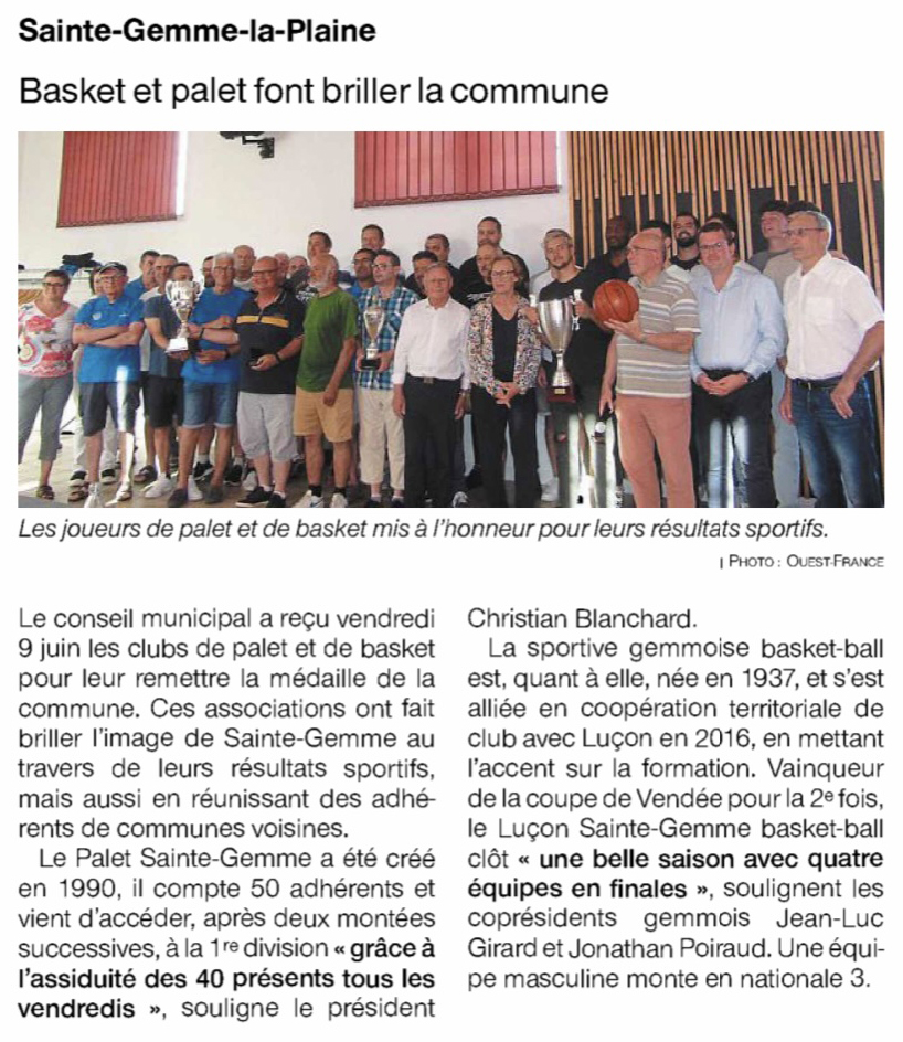 Sainte-Gemme-la-Plaine : Basket et palet font briller la commune