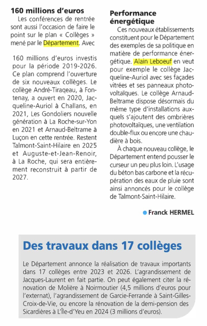 Travaux dans les collèges